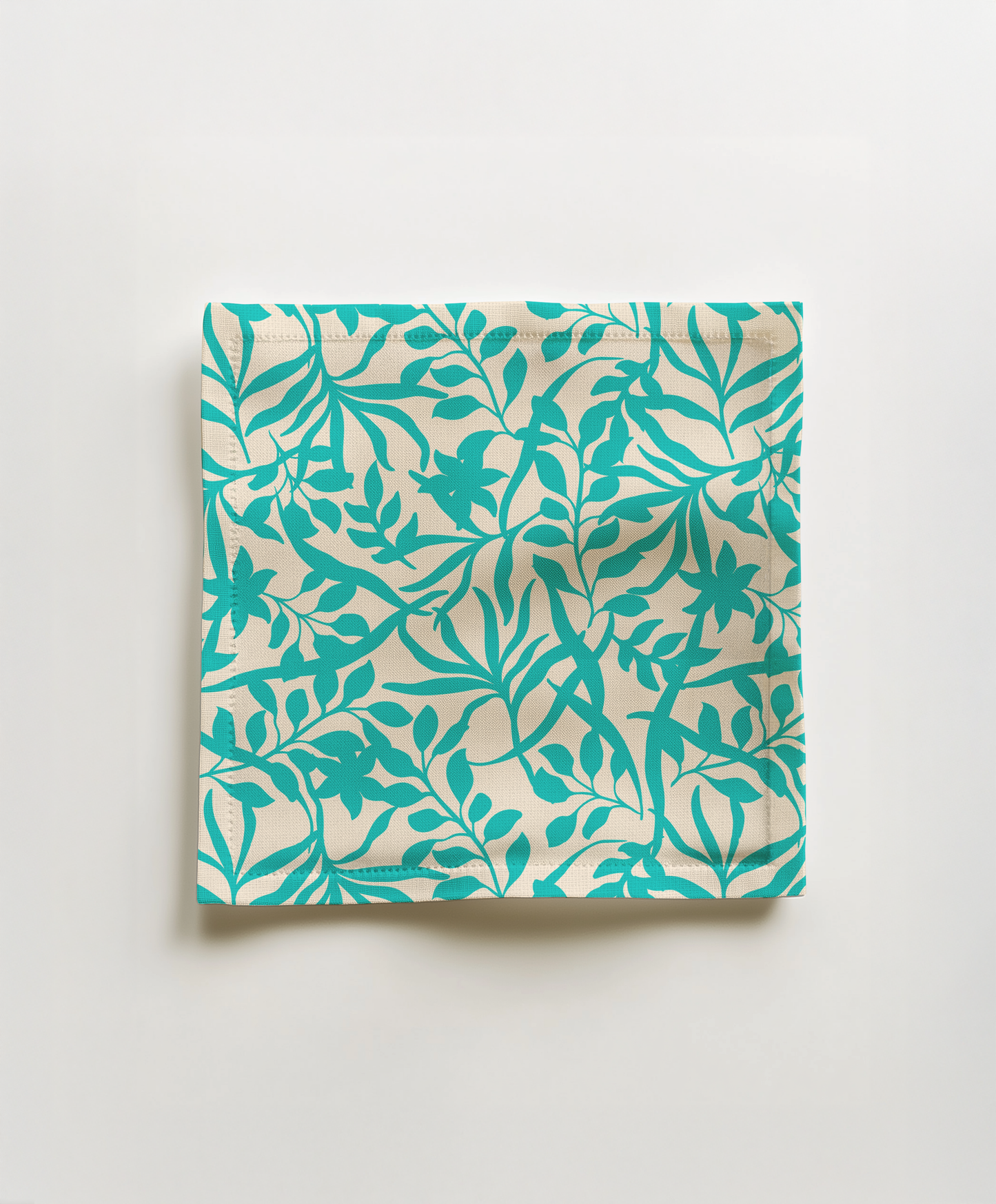 Figi Floral Cocktail Napkin in Turquoise - Organic Cotton Voile - 45%