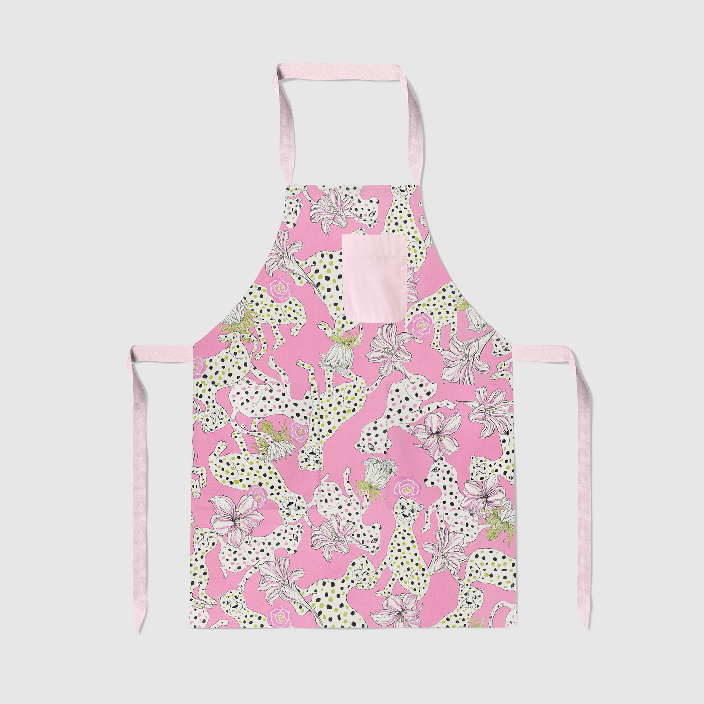 Sketching Summer Full Chef Apron in Pink in Mid Weight Cotton Twill