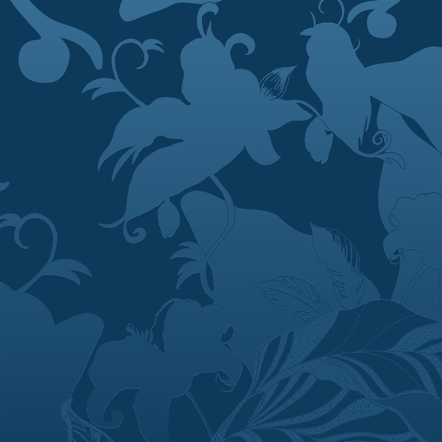 Tropical Paissage Tea Towel in Blue in Mid Weight Cotton Twill