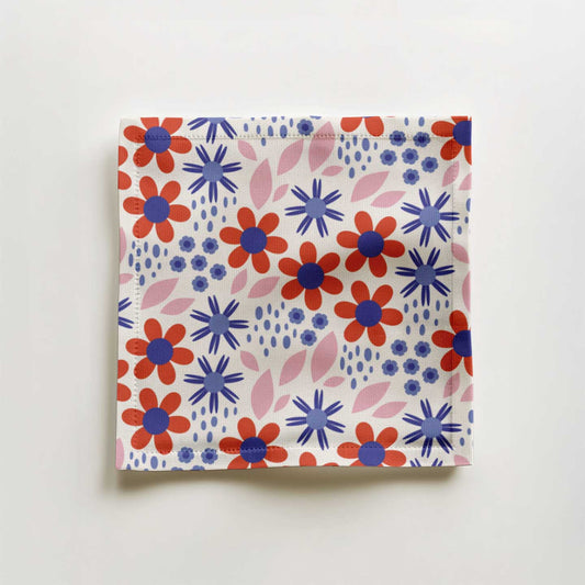 Fourth of July Cocktail Napkin in Organic Cotton Voile