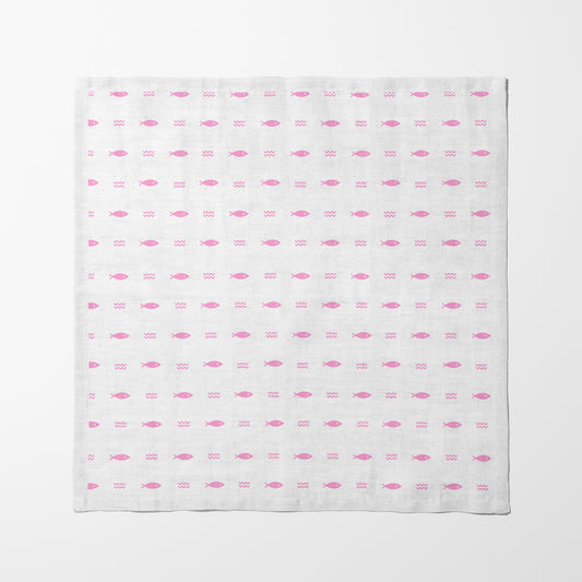 Fish and Waves Napkin in Pink
