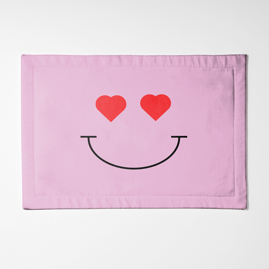 Heart Eyes Pink Placemat - Lightweight Linen