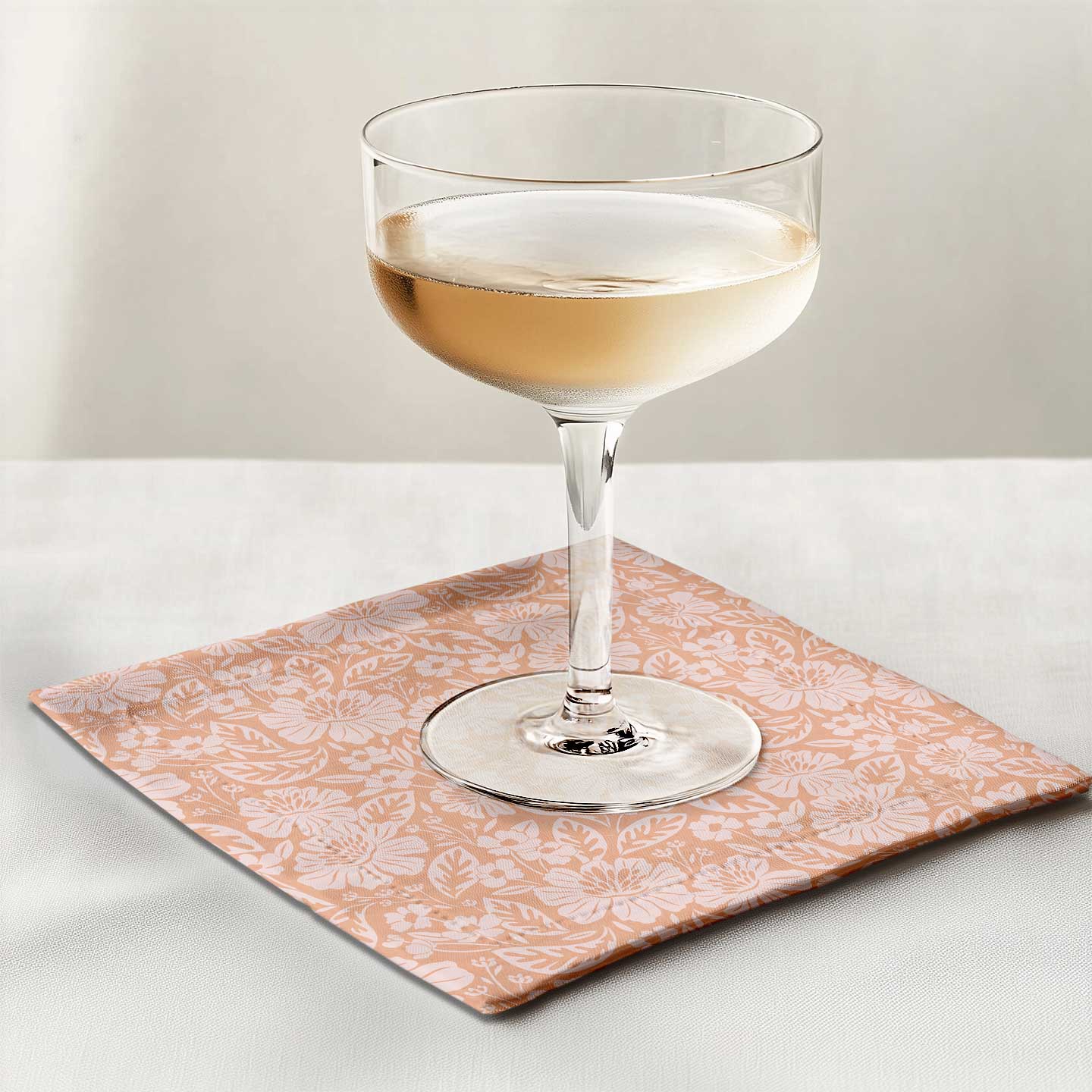 French Floral Cocktail Napkin in Organic Cotton Voile