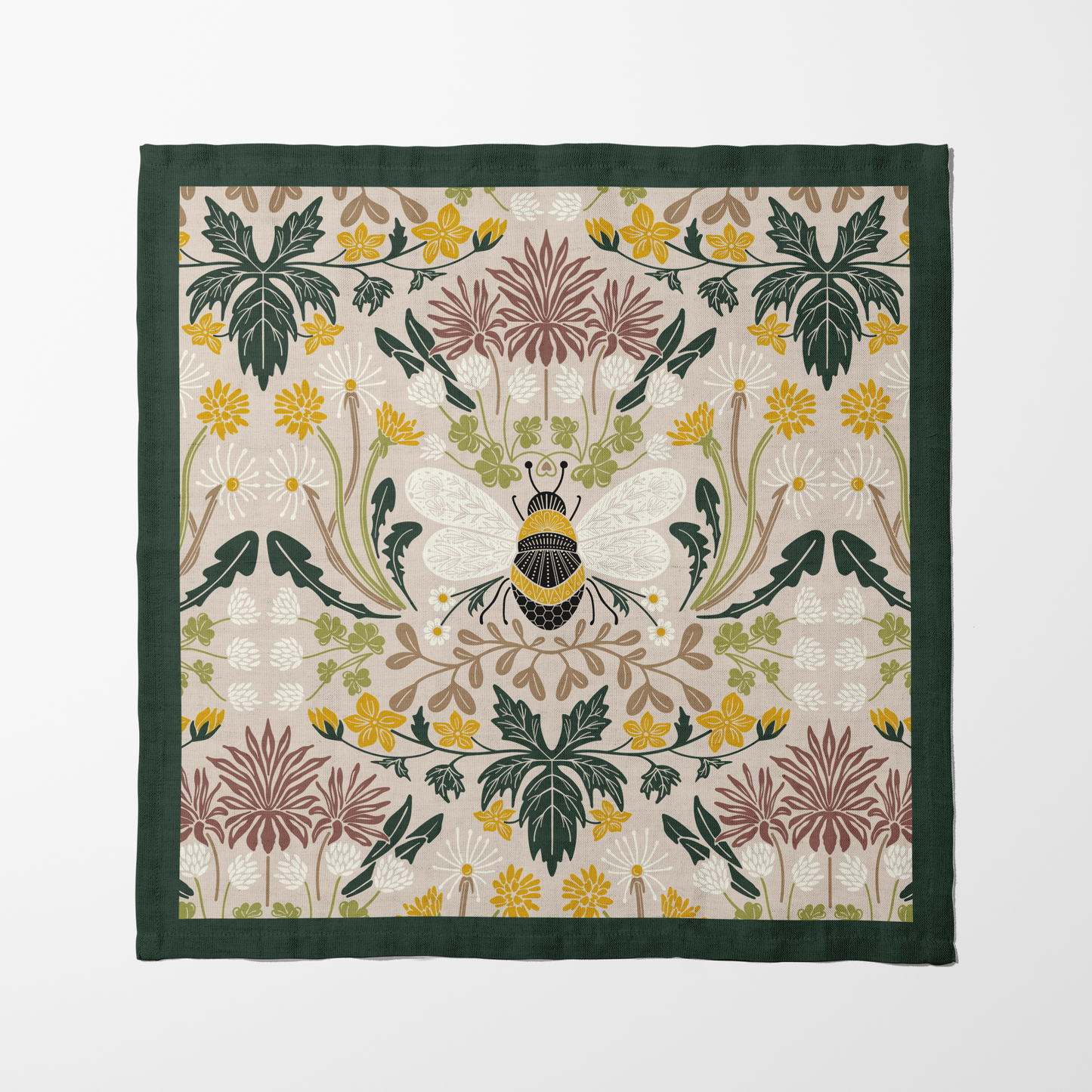 Bee Damask Earth Napkin in Organic Cotton Voile