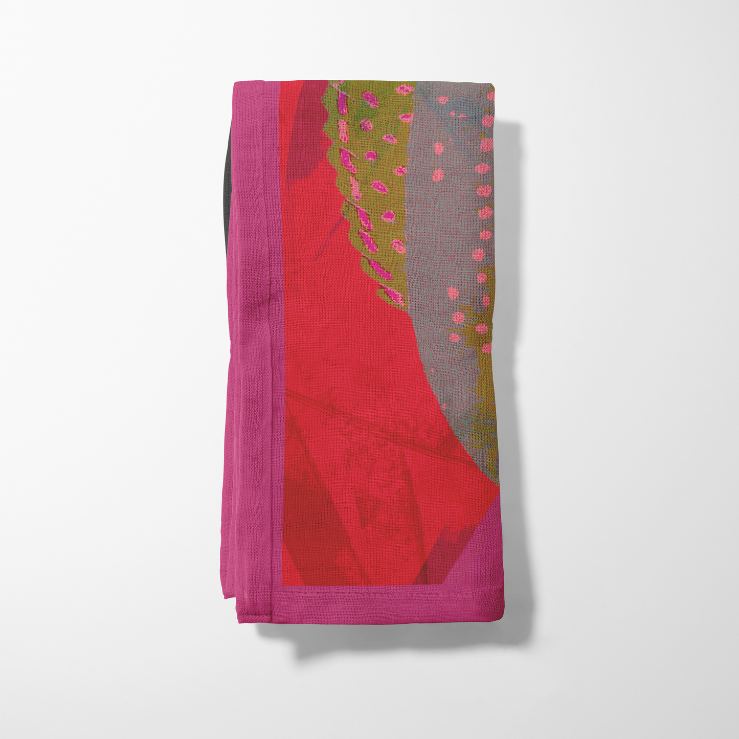 Two Fish Napkin with Pink in Lightweight Linen