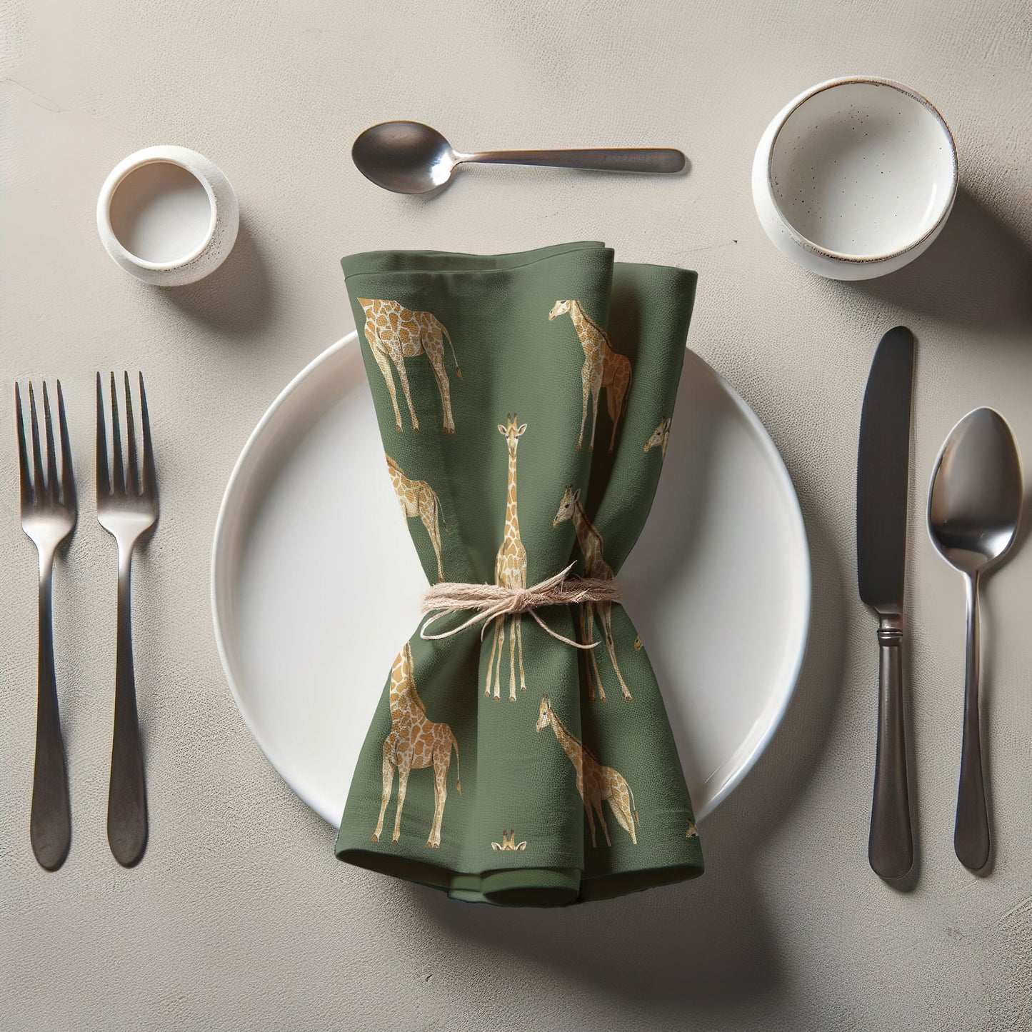 Napkin - Giraffe in Dark Moss