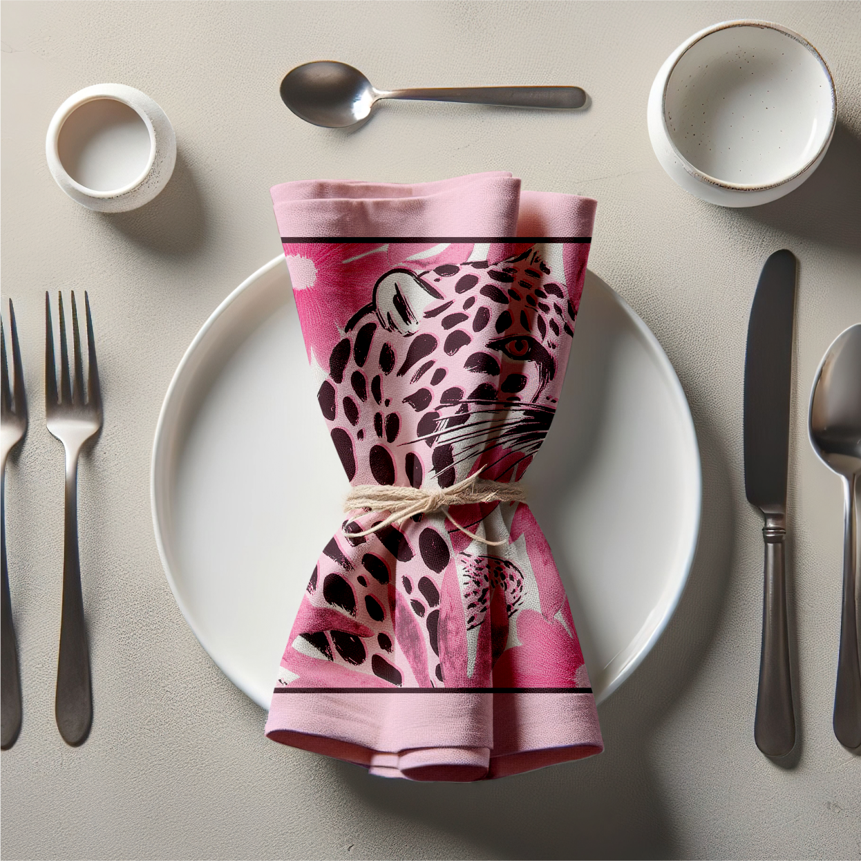 Feline Queen napkin in Blush