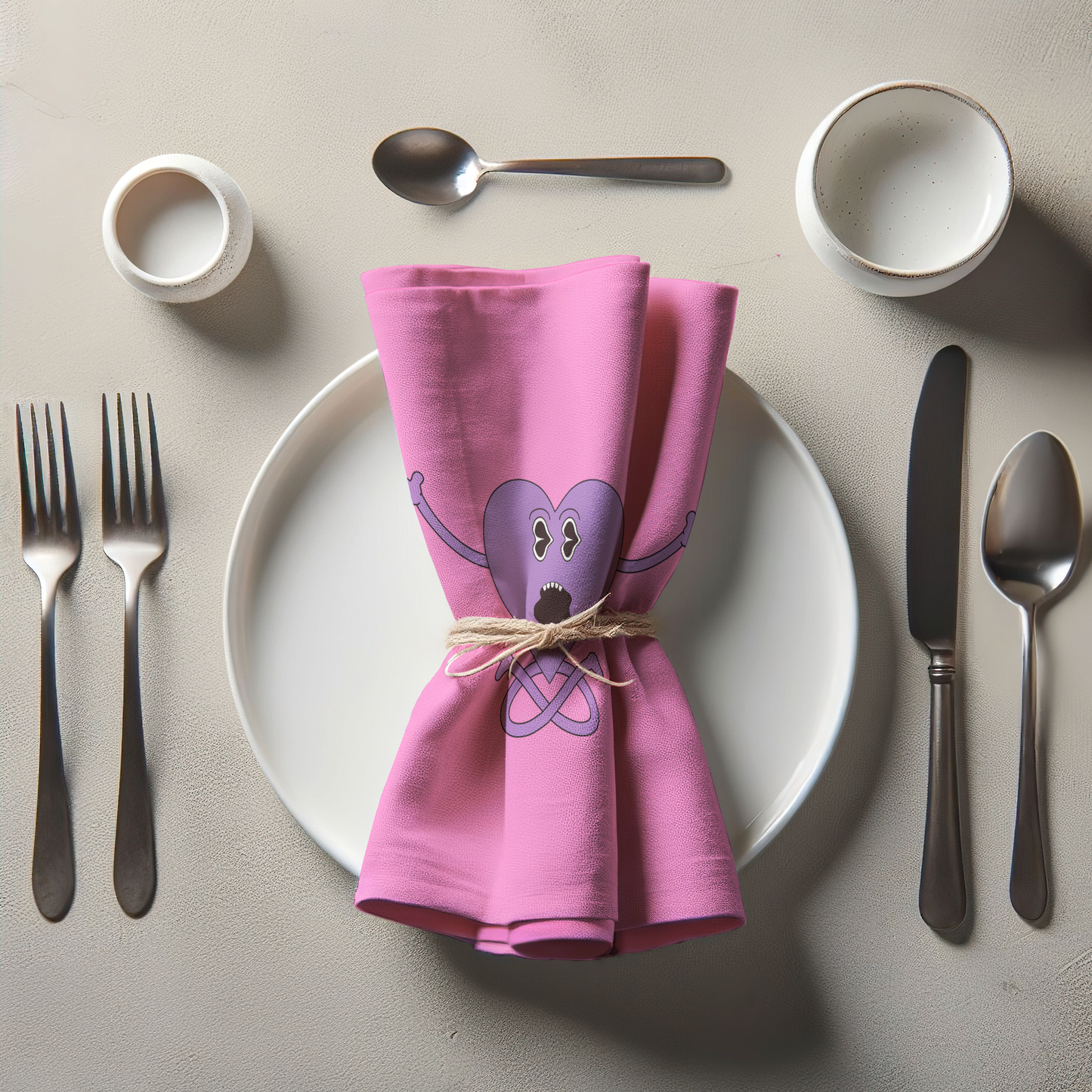 Purple Heart in Love Pink Napkin