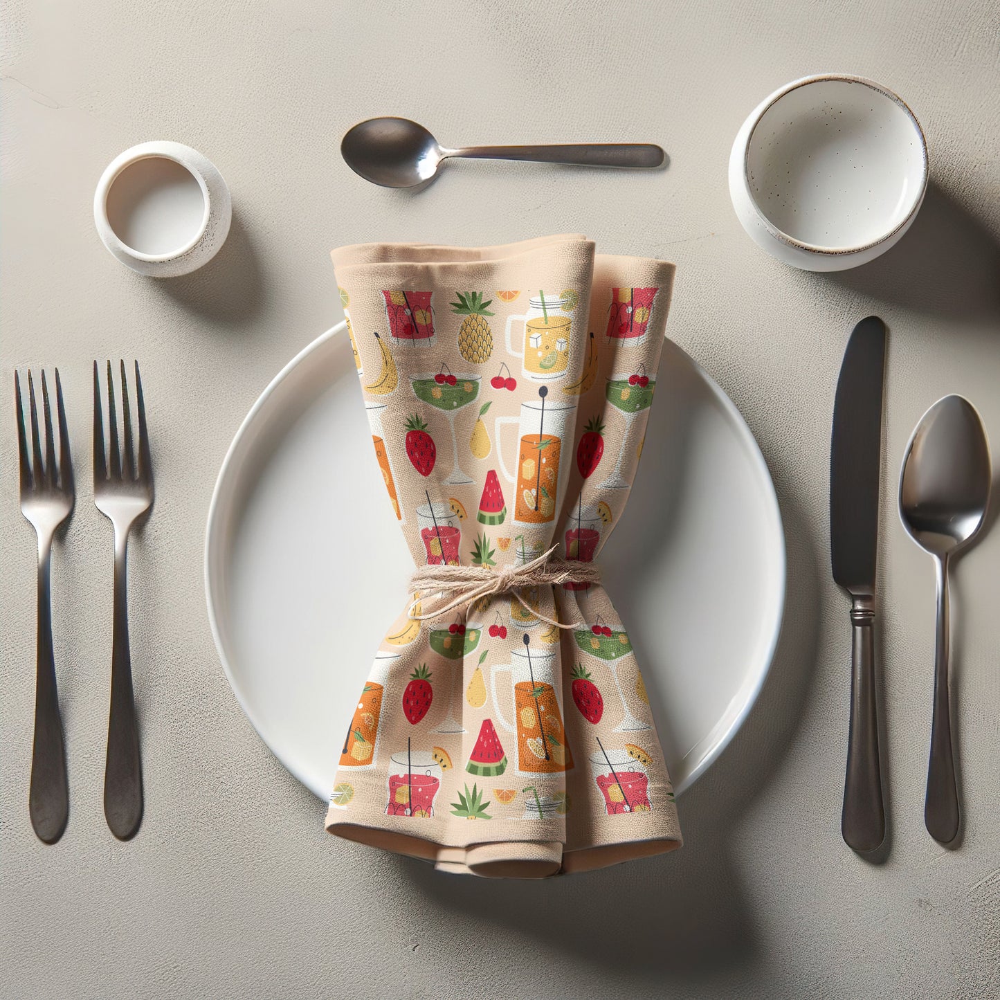 Summer Drinks Napkin in Tan
