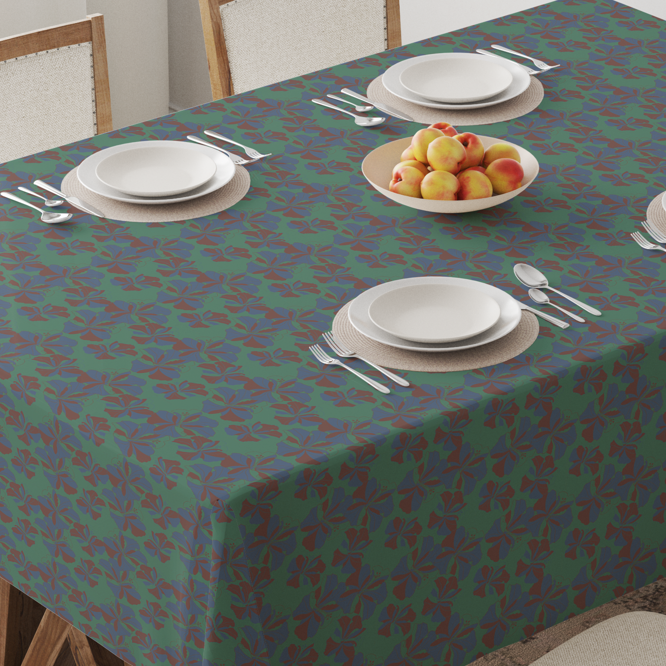 Tropical Cayena Tablecloth in Green in Mid Cotton Twill