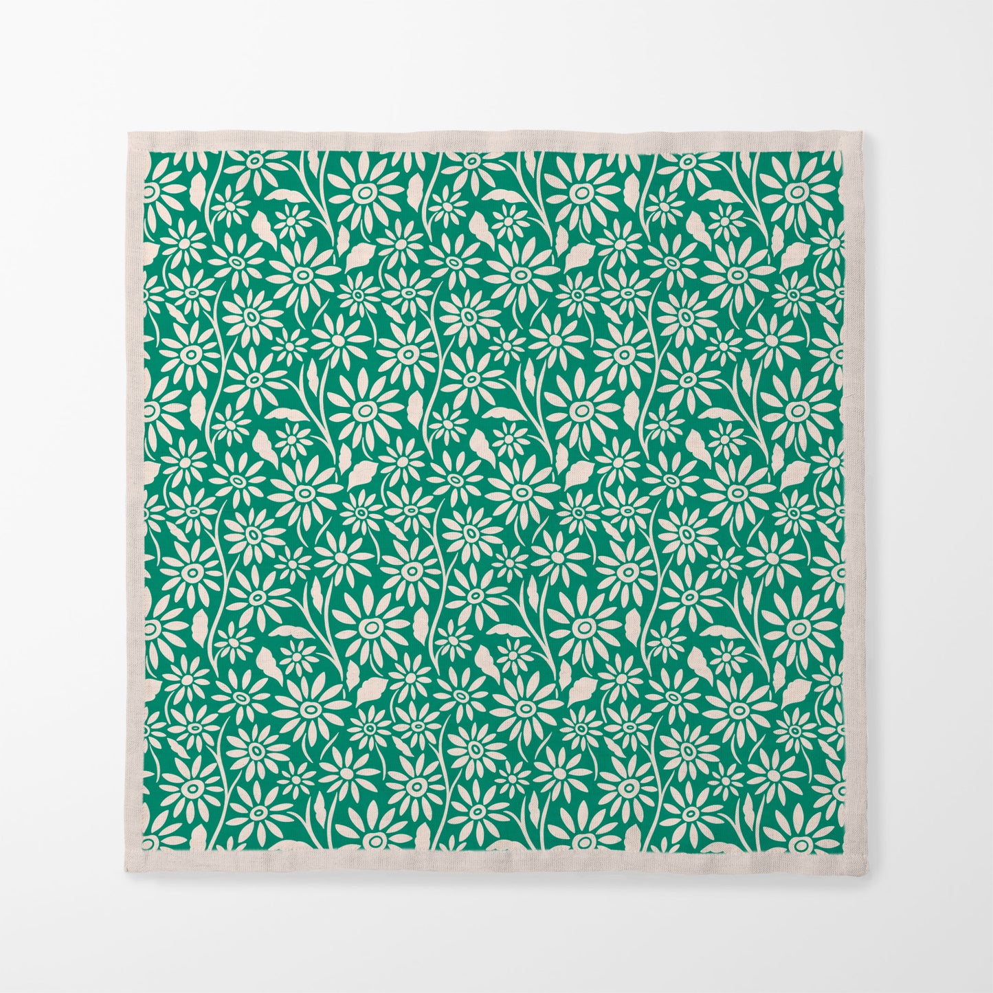 Blanket of Flowers Napkin in Green in Organic Cotton Voile