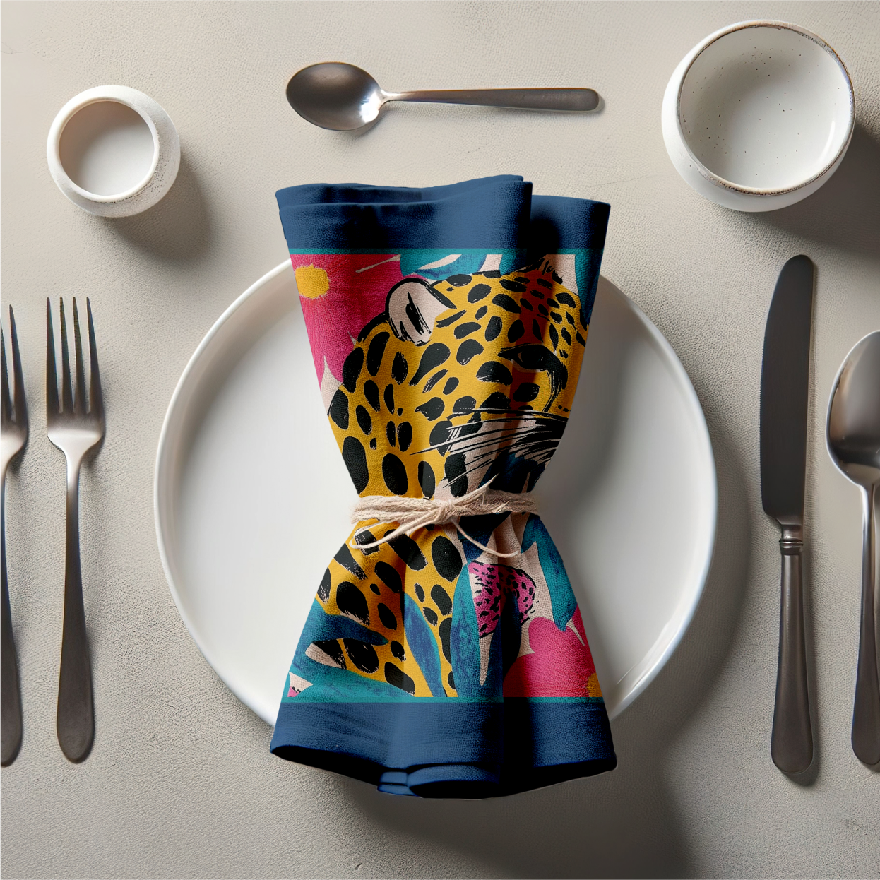 Feline Queen napkin in Classic Navy