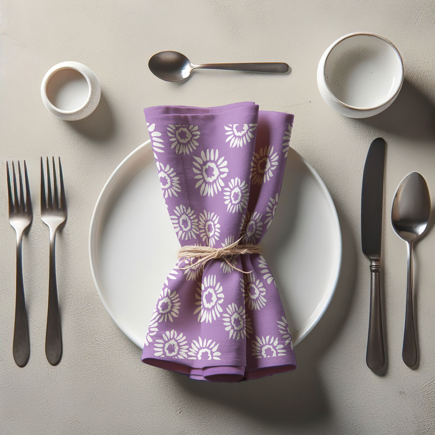 Mauve Daisies Napkin - Organic Cotton Voile