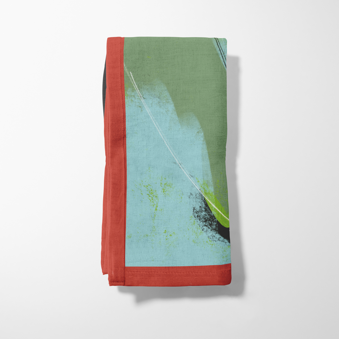 Flower Sketch Napkin with Blue in Lightweight Linen