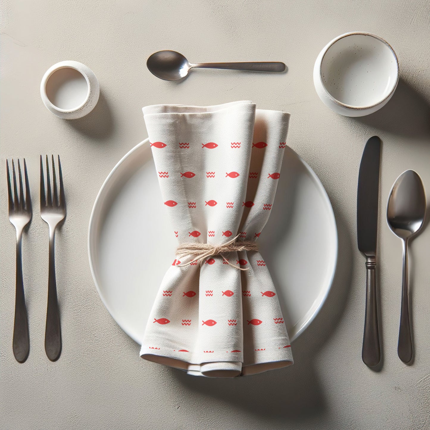 Fish and Waves Napkin in Red