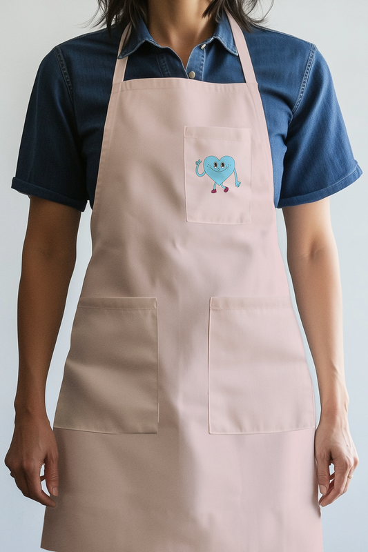 Blue Heart with Valentine Pink Apron