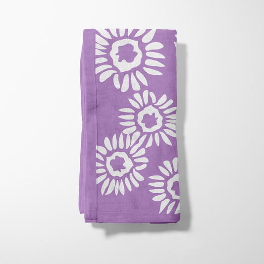 Mauve Daisies Napkin - Lightweight Linen