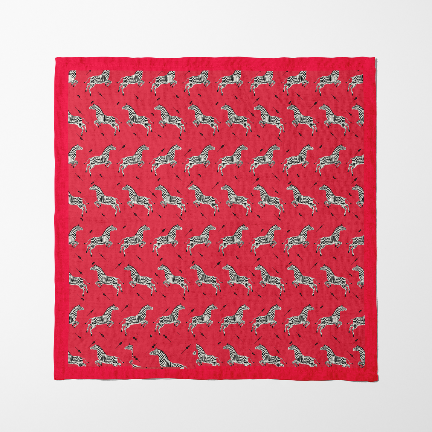 Leaping Zebras in Poppy in Organic Cotton Voile