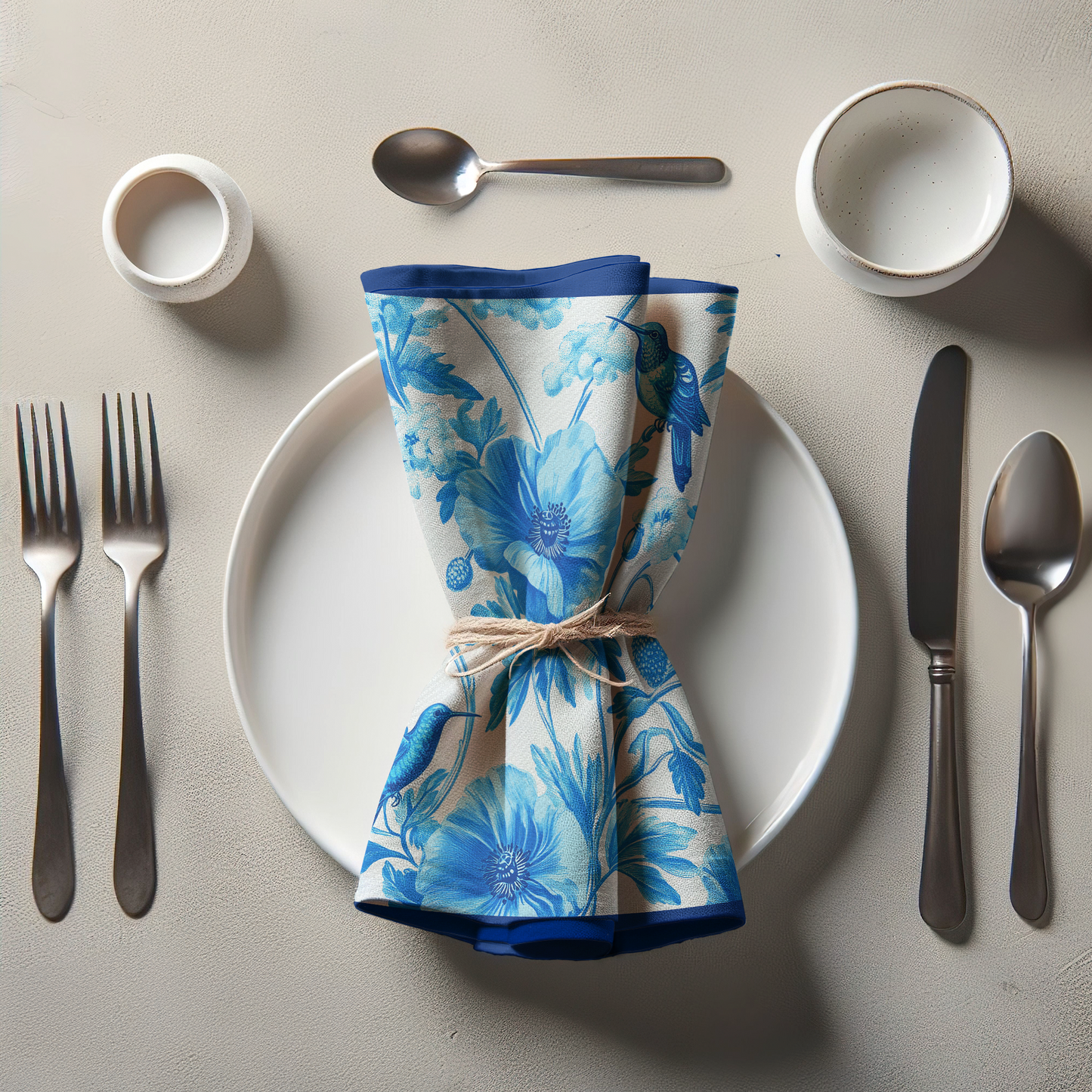 Poppy Bird Ballet Napkin in Jardin Bleu