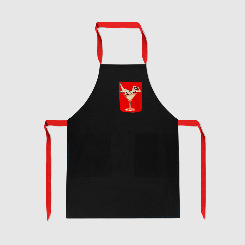 Cheers Darling Apron in Maraschino Cherry
