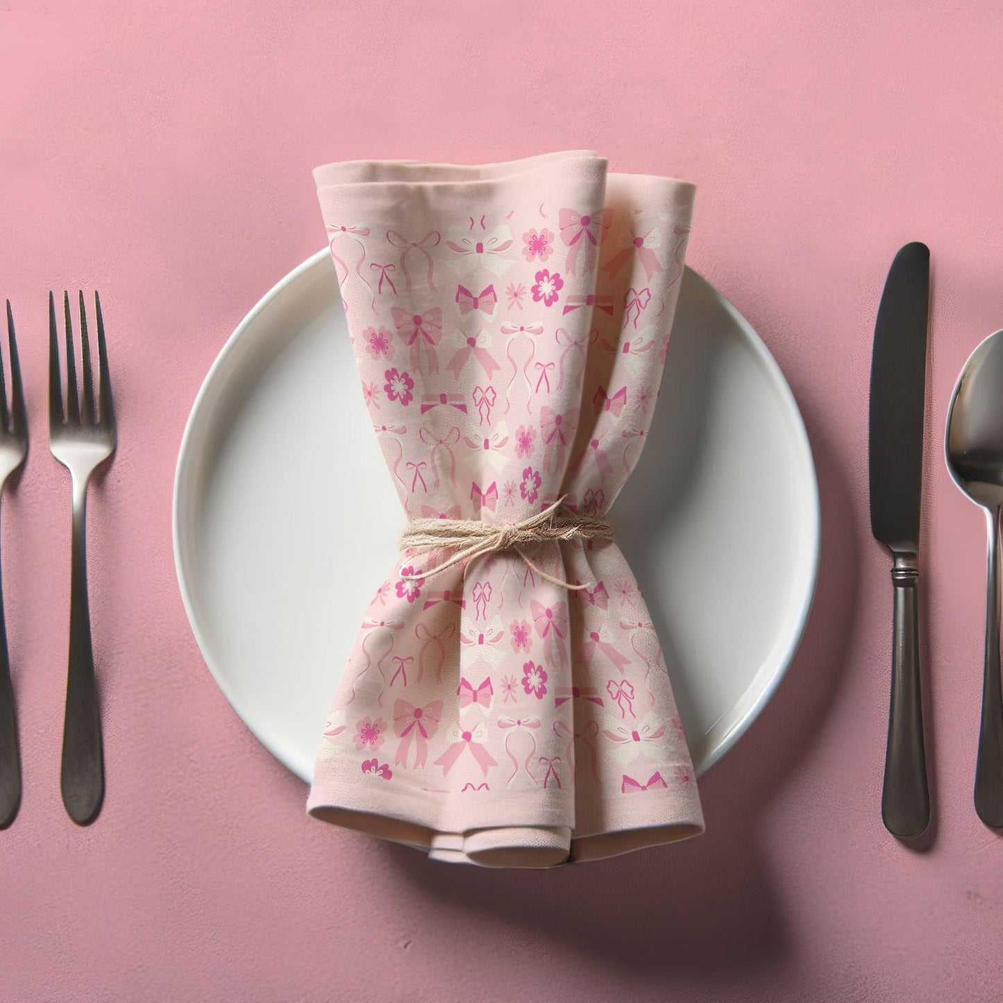 Pink Bows - Organic Cotton Voile