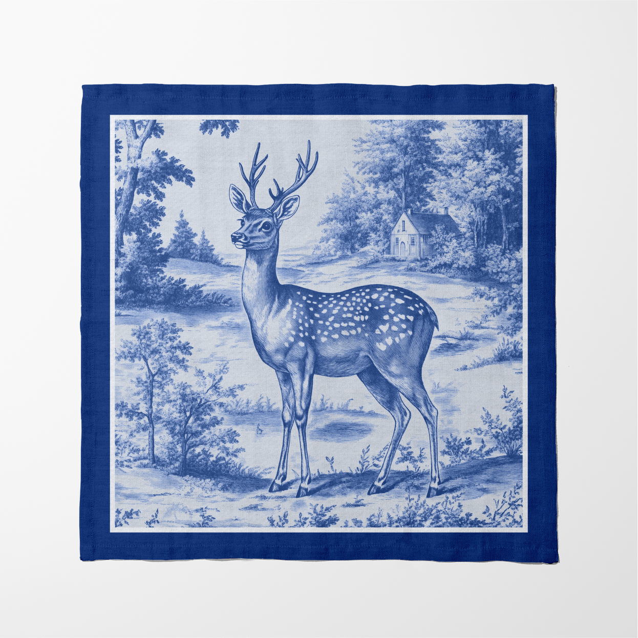 Deer Toile Napkin in China Blue