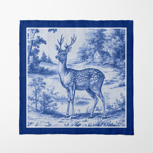 Deer Toile Napkin in China Blue
