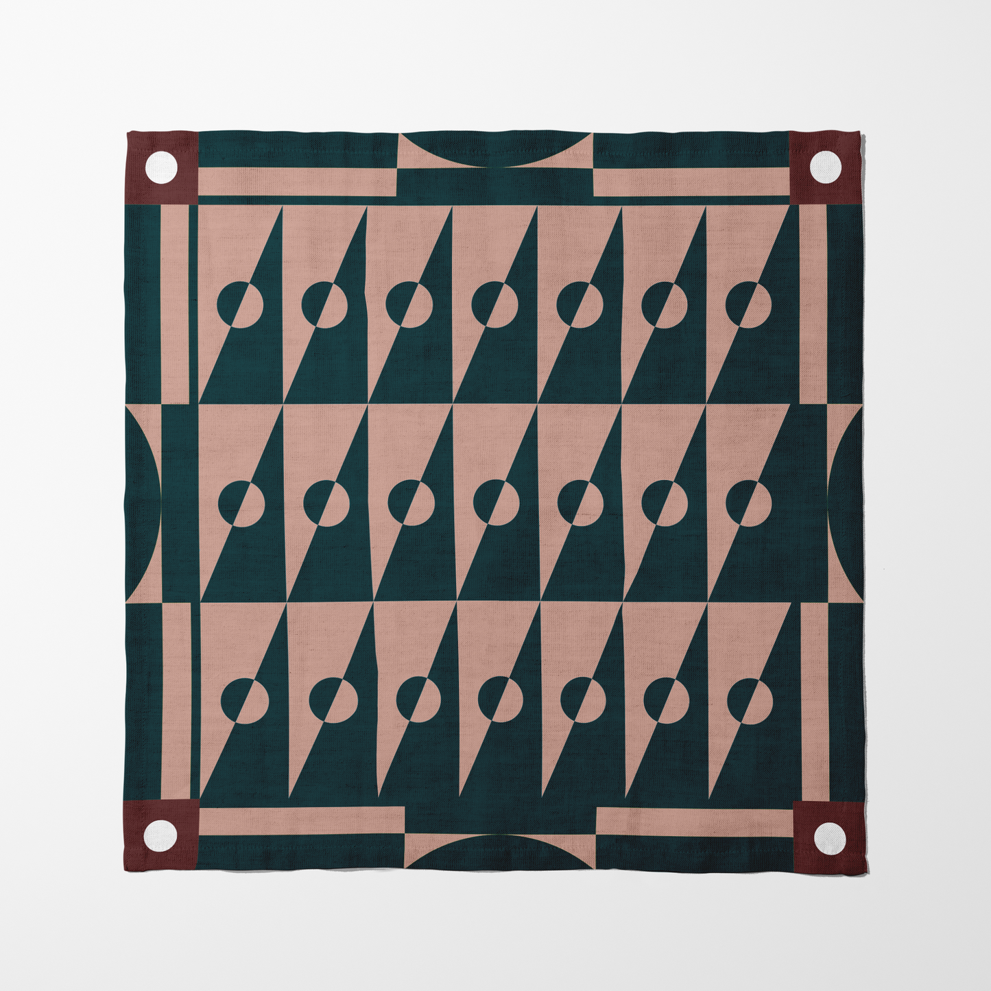 Green Backgammon Napkin in Lightweight Linen