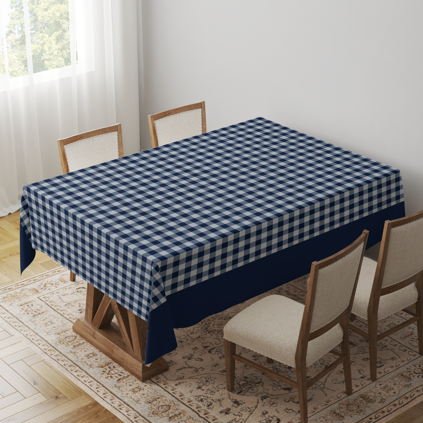 Gingham Tablecloth in Navy - Lightweight Linen