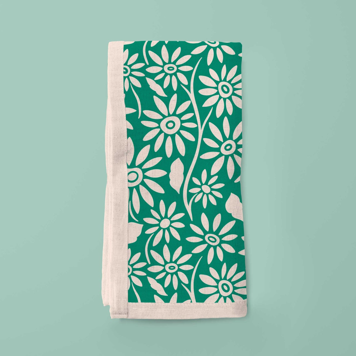 Blanket of Flowers Napkin in Green in Organic Cotton Voile