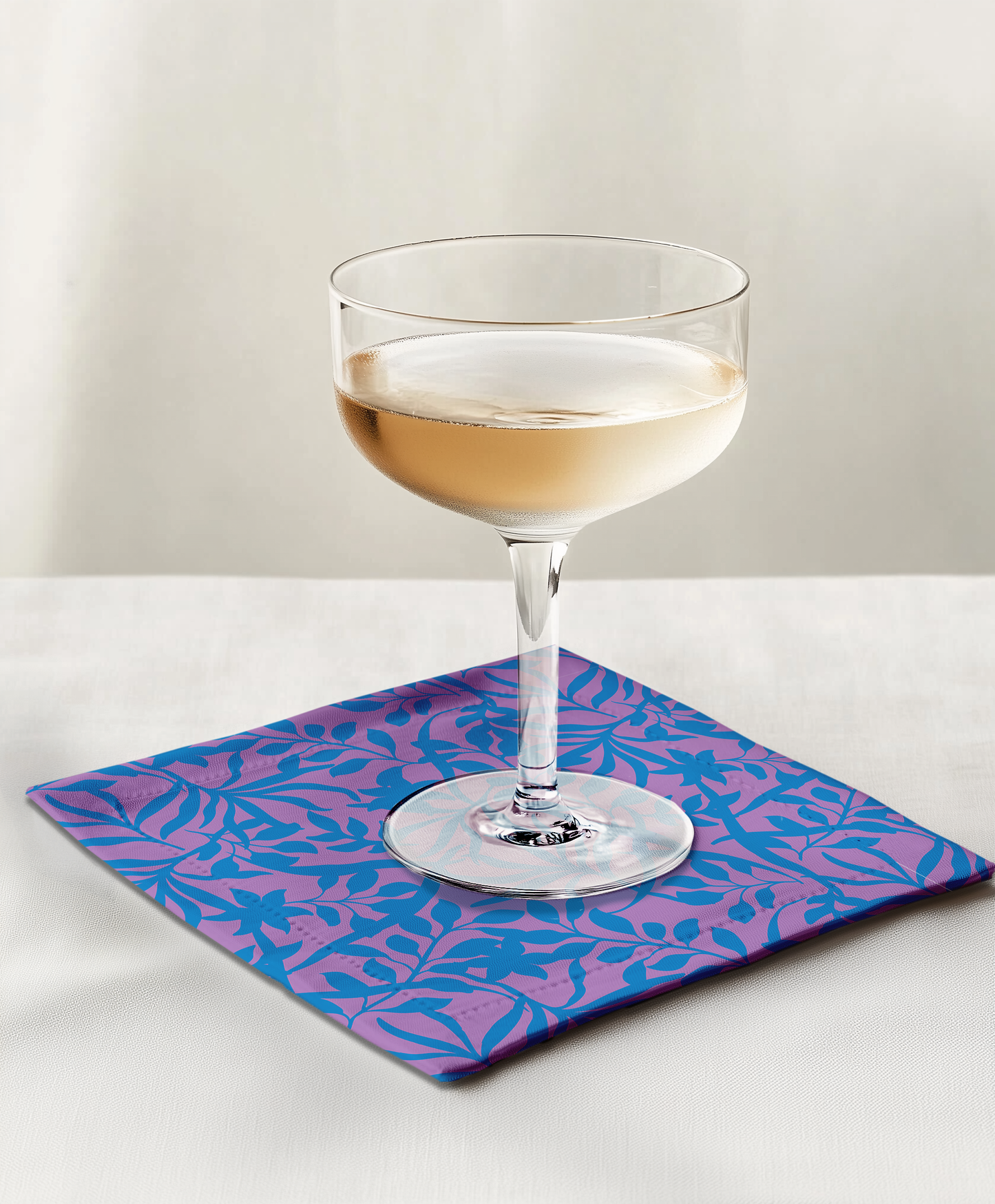 Figi Floral Cocktail Napkin in Cerulean Mauve