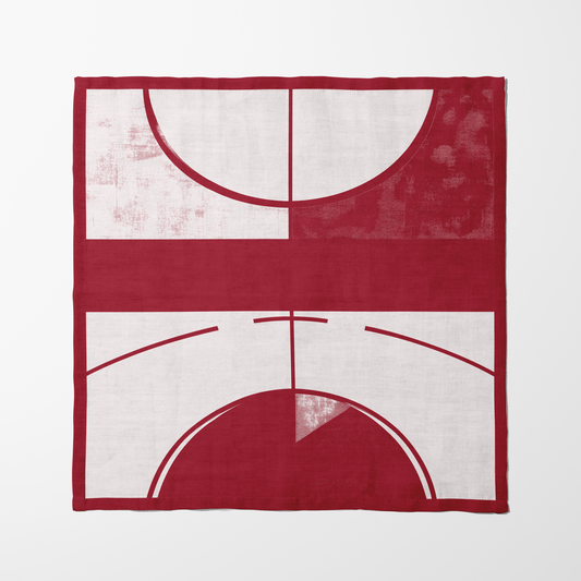 Crimson Red and White Basketball Napkin