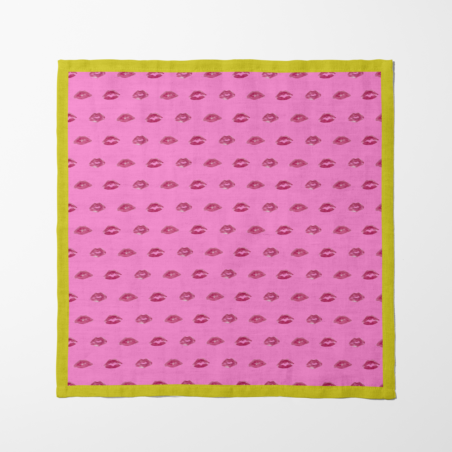 Love Pink Smooch Napkin with Laughter Yellow Border