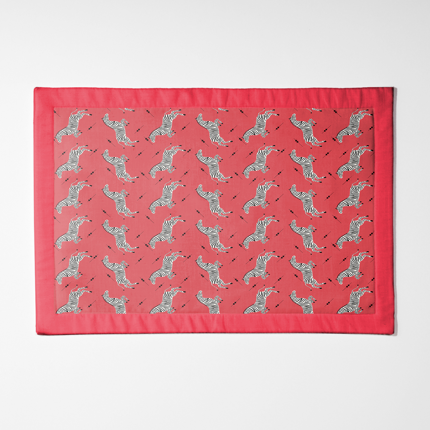 Leaping Zebras Placemat in Poppy in Lightweight Linen
