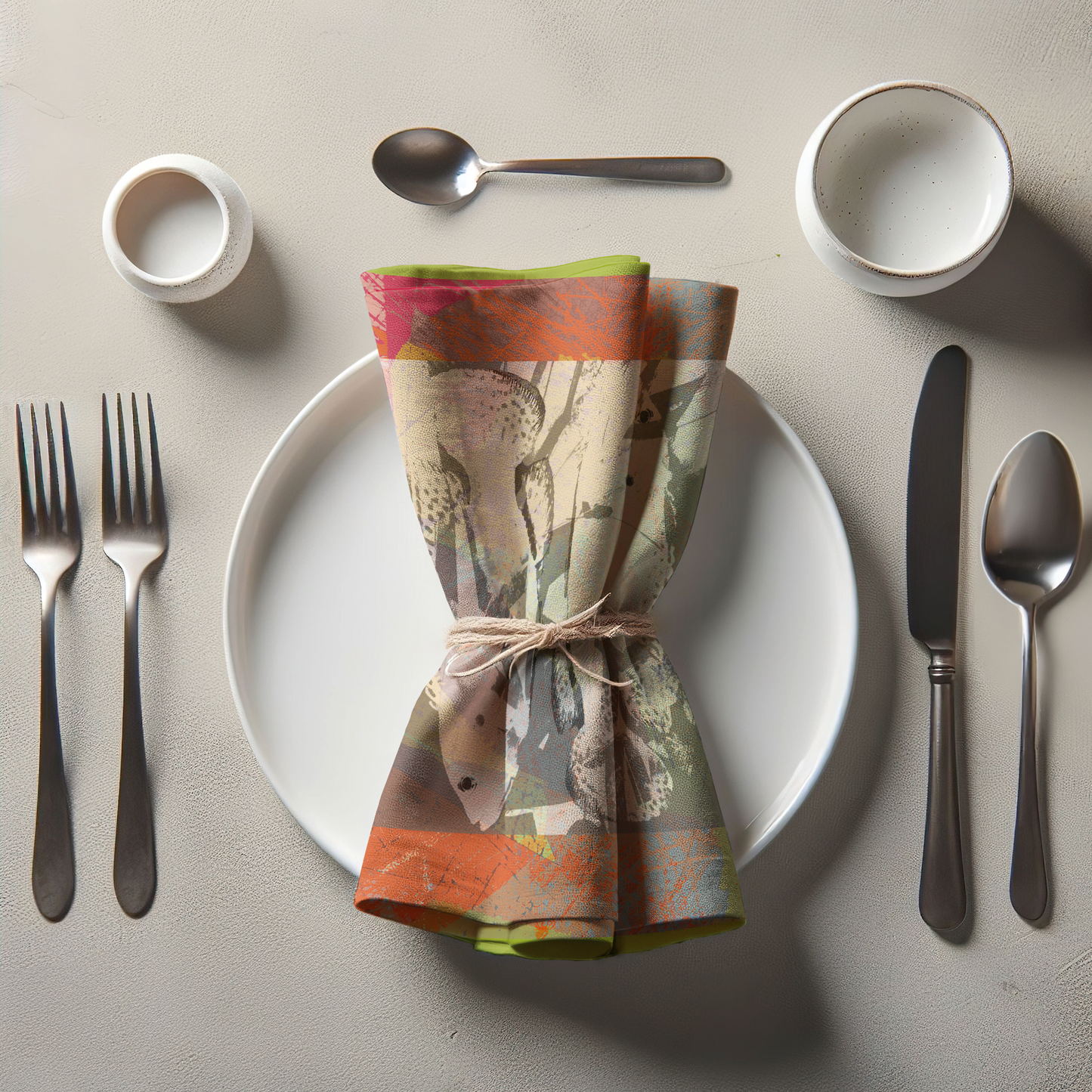 Two Fish Orange Napkin in Lightweight Linen