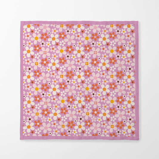 Retro Flowers - Organic Cotton Voile