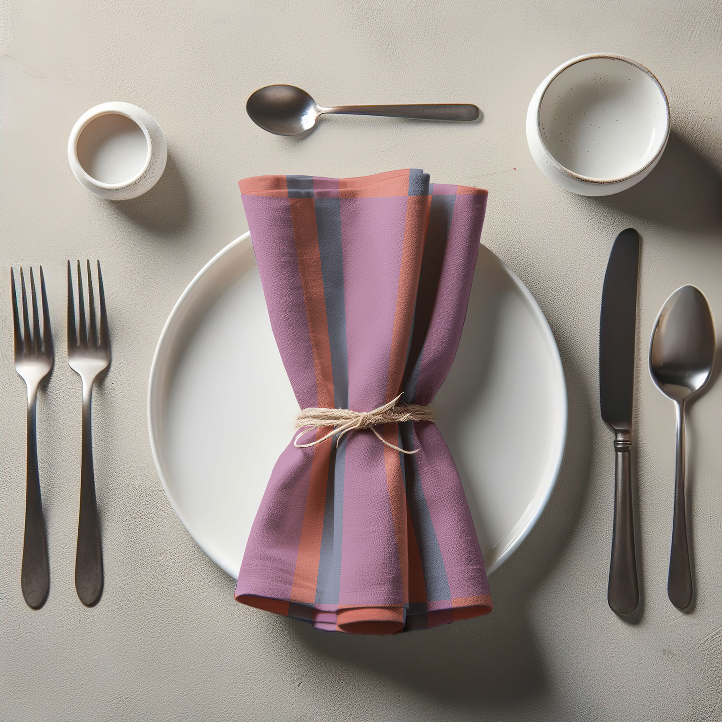 Candy Stripes Bright Pink Napkin in Lightweight Linen
