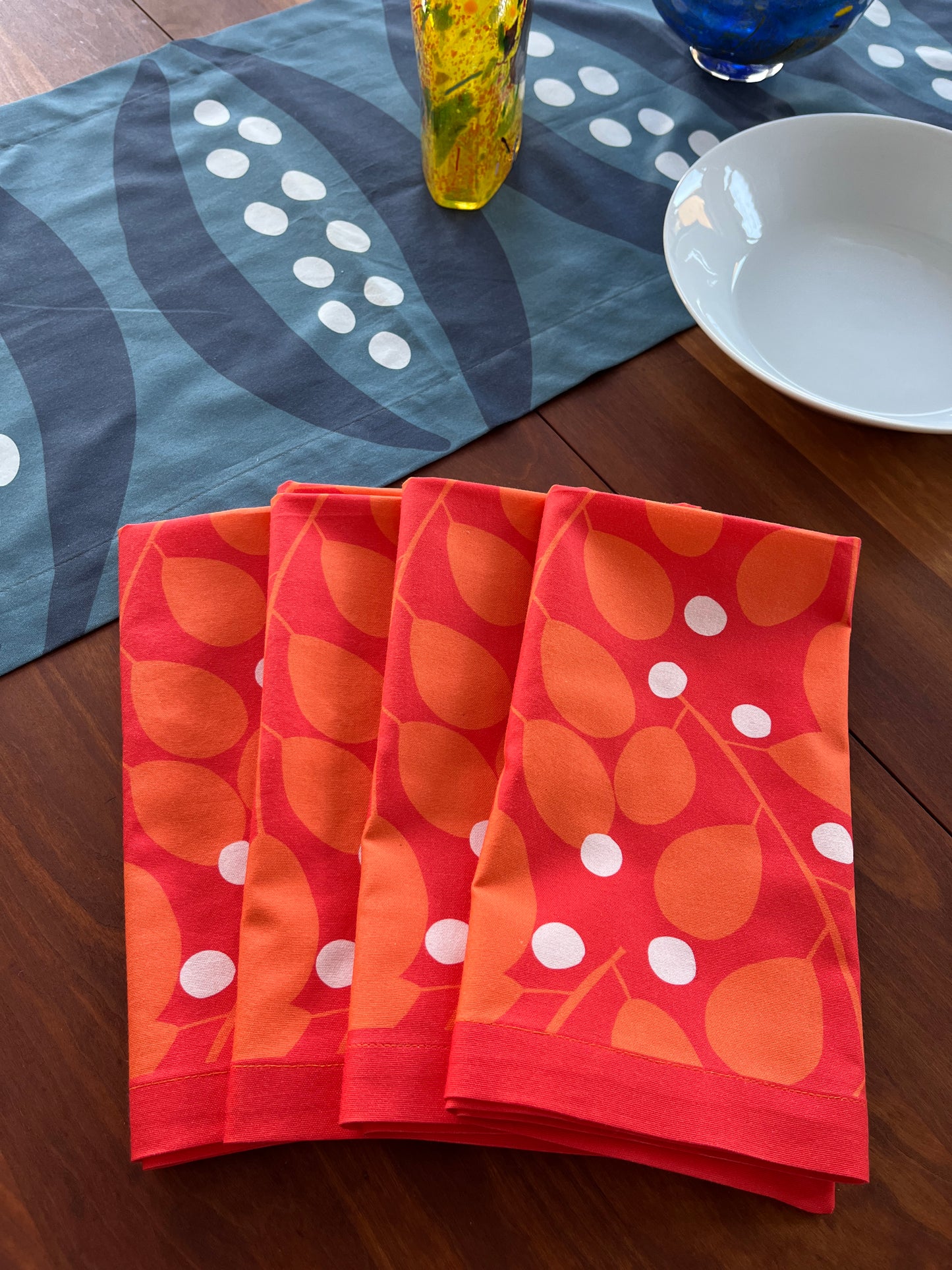 Branches + Dots Napkin — Lightweight Linen Orange