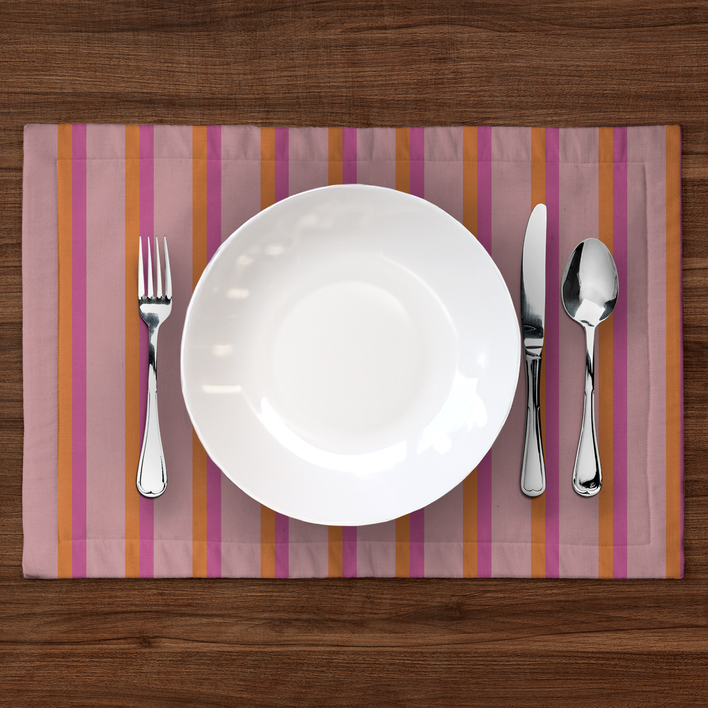 Candy Stripes Placemat in Orange & Pink in Lightweight Linen