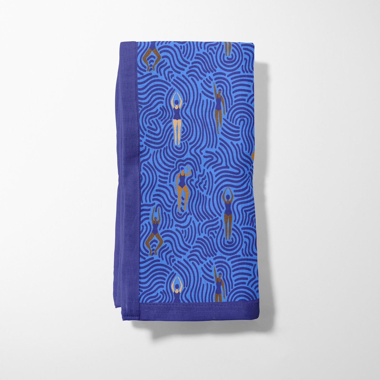 Swimmers in Summer in Blue Napkin in Lightweight Linen