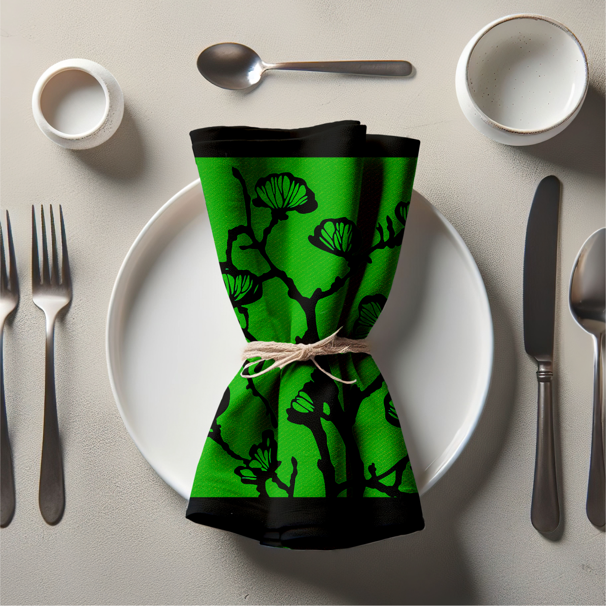 Nature's Calligraphy Napkin in Mantis