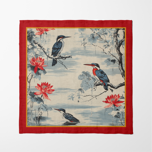 Watchful Waters Napkin in Ruby Lotus