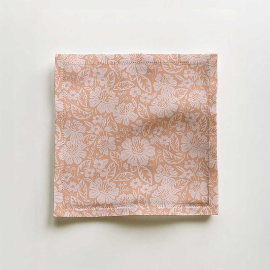 French Floral Cocktail Napkin in Organic Cotton Voile