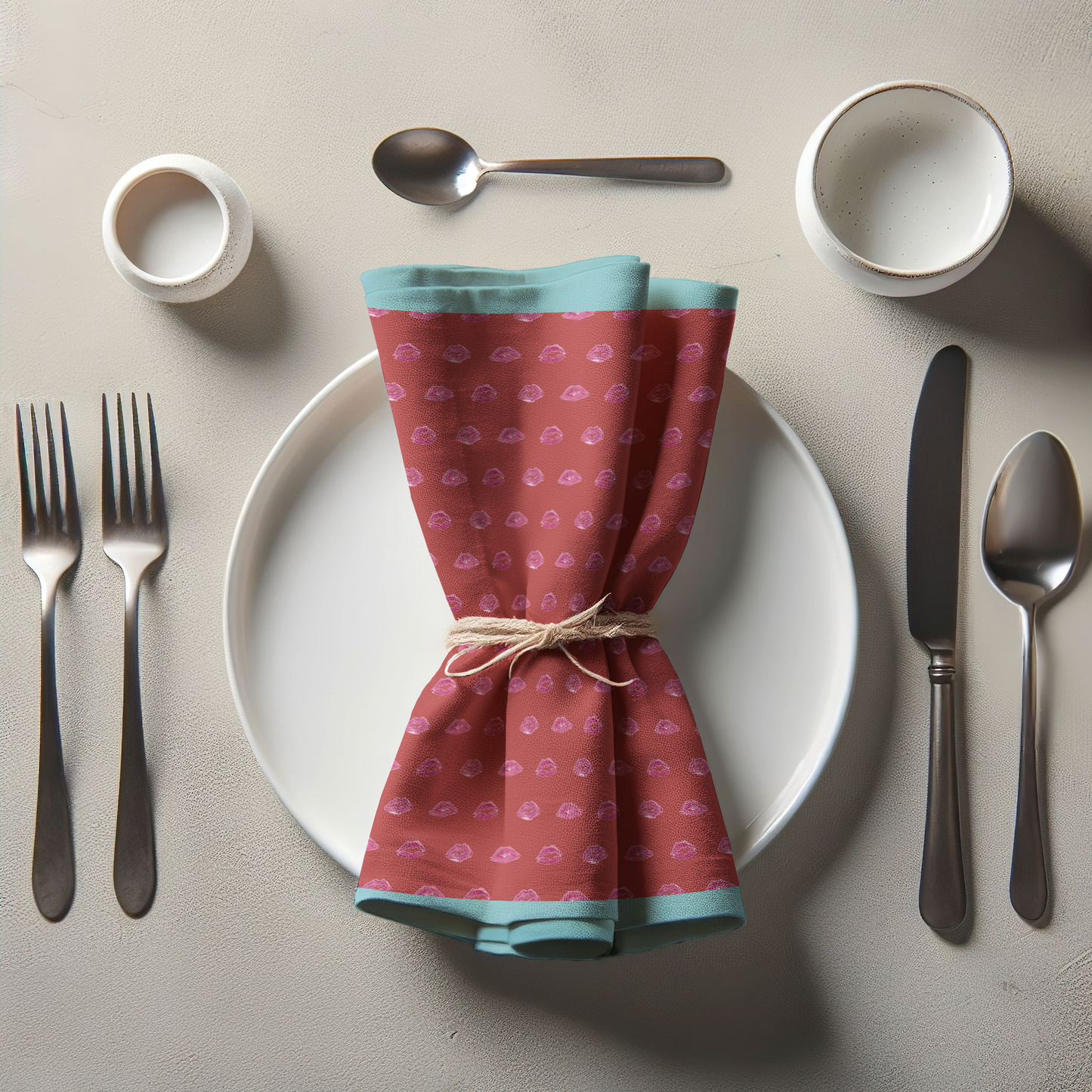 Zebra Red Smooch Napkin with Aqua Border