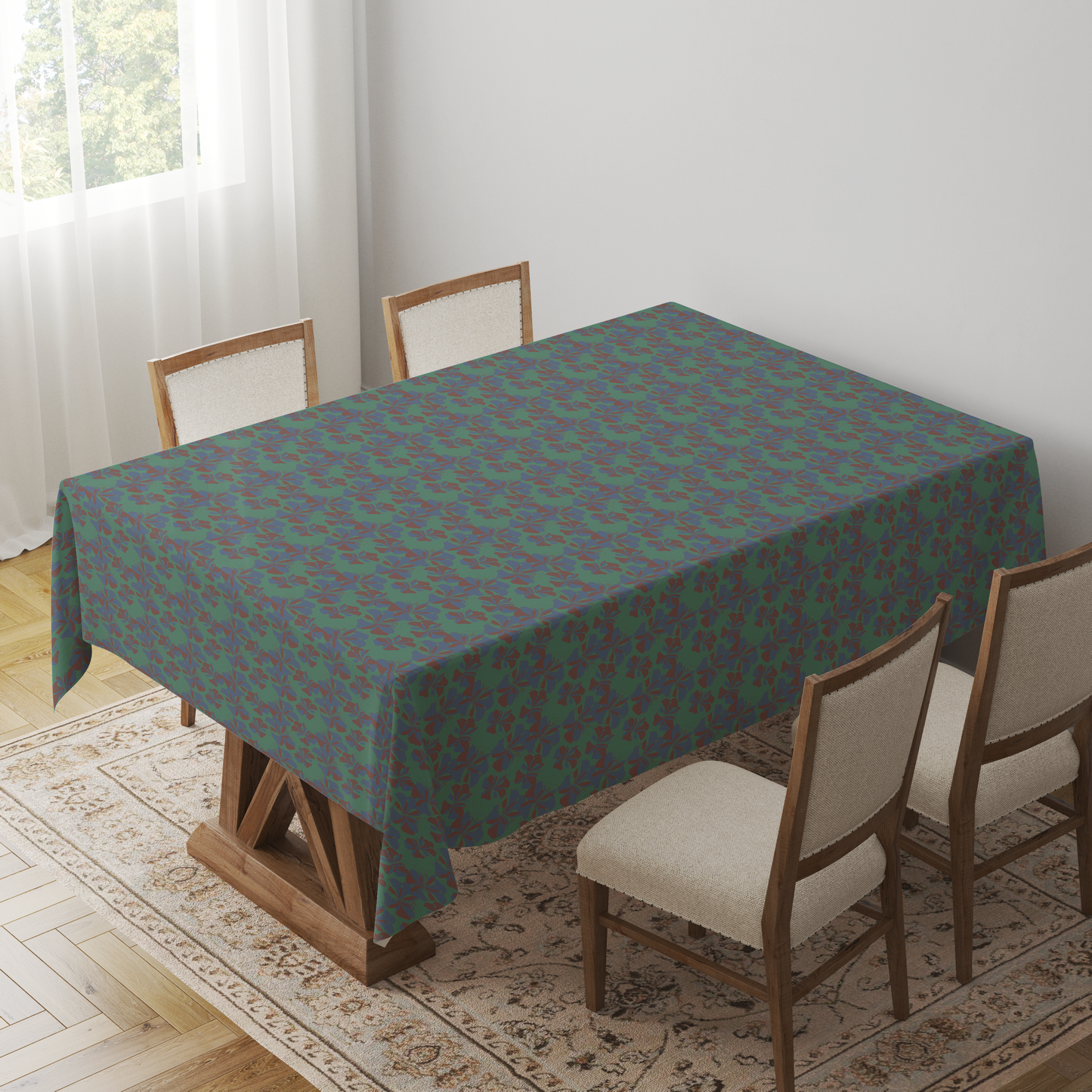 Tropical Cayena Tablecloth in Green in Mid Cotton Twill