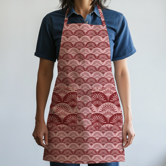 Heritage Full Chef Apron in Red & Pink