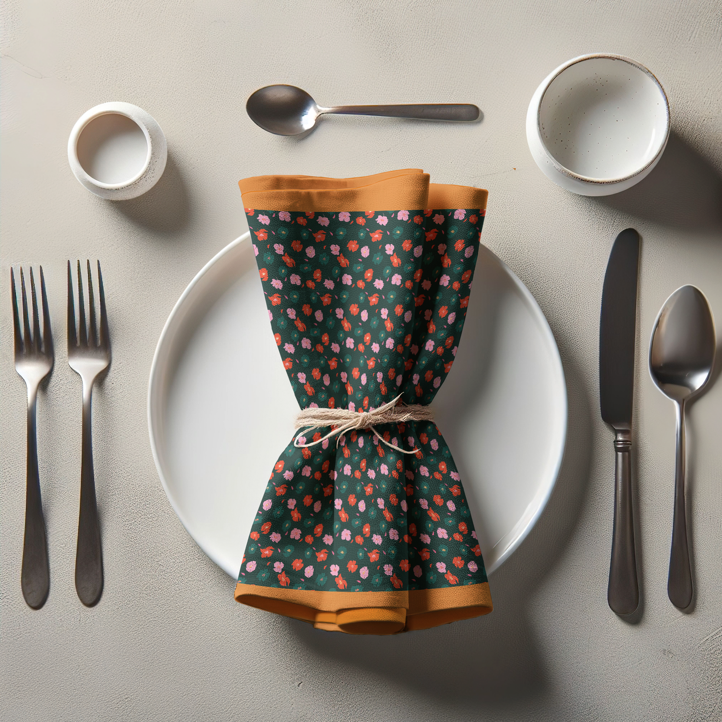 Evergreen Poppies Napkin in Organic Cotton Voile