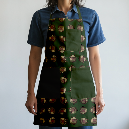 Krampus Full Chef Apron in Dark Green