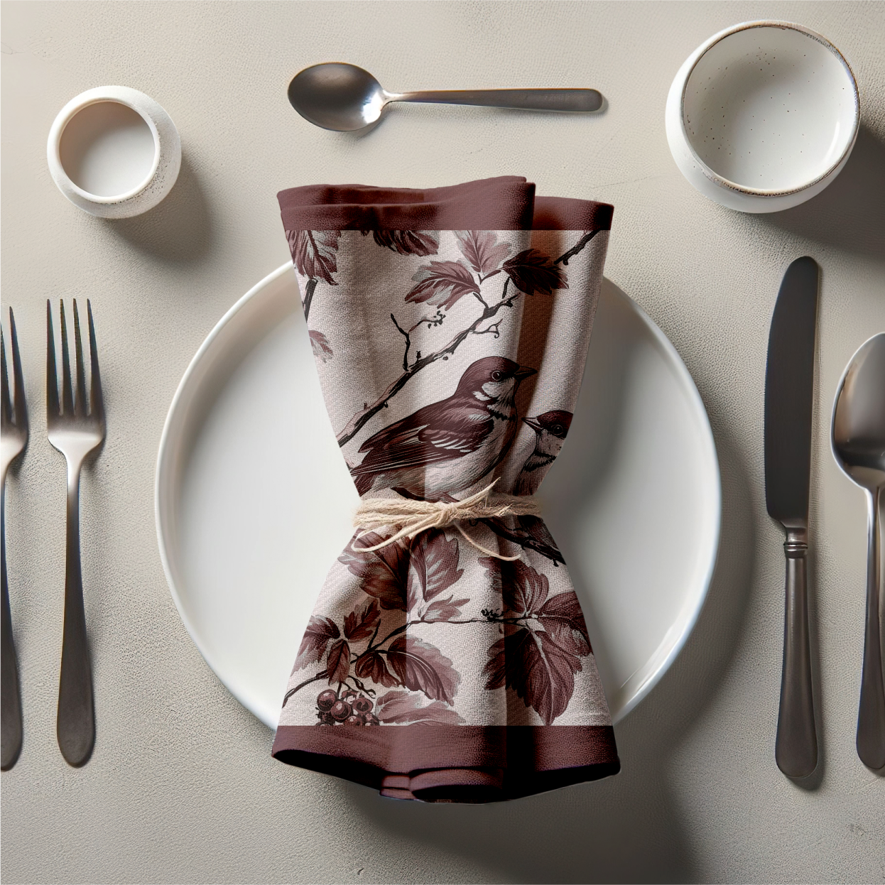Antique Sparrow Napkin in Bark