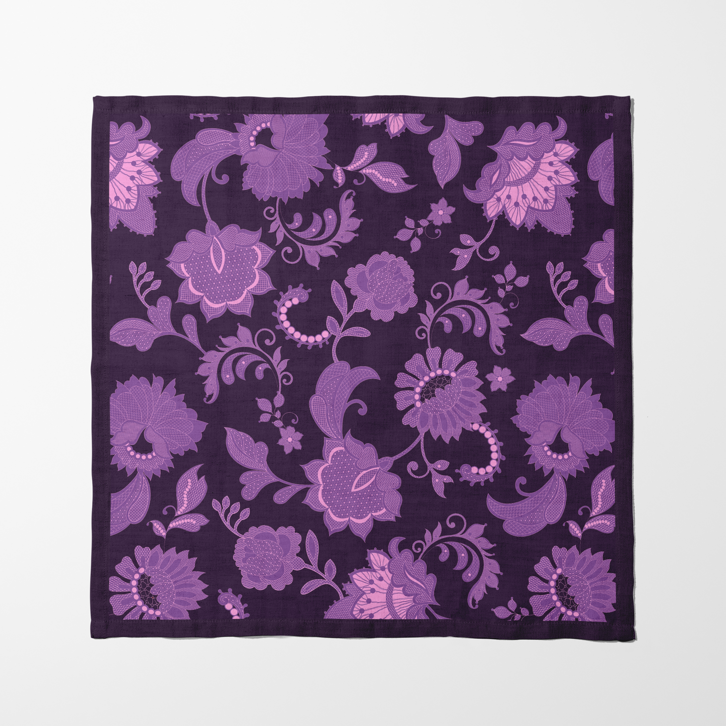 Purple Legacy Lace Napkin in Organic Cotton Voile